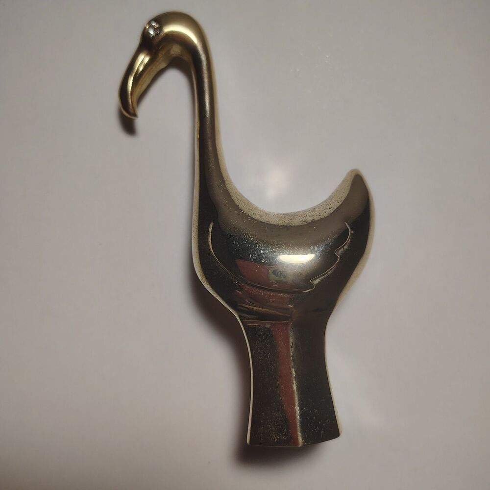 Vintage Chrome Swan Goose Finial Rhinestone Eye Mid Century Decorative Topper